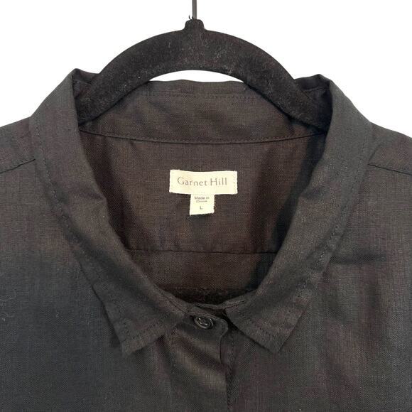 Garnet Hill Easy Linen Tunic XL Black Button Front Long Sleeve‎ Linen 2025 - Picture 10 of 16